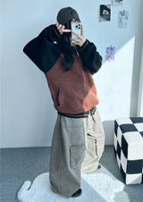 フロントカーゴワイドコットンパンツ🖤💚💛🤎 - 4カラー