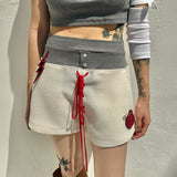 TWO-TONE WAIST WAFFLE SHORTS