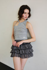 BEBE UNBALANCE SLEEVELESS TOP / GRAY