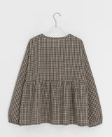 26SS★ [BAONHAUS] Lumie Check Ribbon Blouse