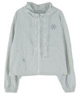 リフレクティブフラワーストライプフーディー_クリーム