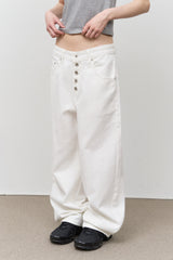 Button-fly Curved Pants