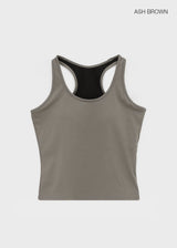 [B-BASIC] Basic Cotton Span Mango Halter Neck Sleeveless (Built-in Cap)