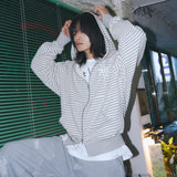 Untitled Starrynight Small Stripe Hood Zip Up Melange White