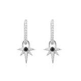 シルバーブラックオニキススタードロップ925シルバーリングイヤリングE061-12H