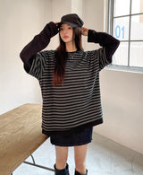 オドストライプレイヤードTシャツ