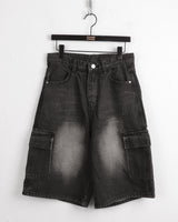 【4color】ティシャンカーゴバミューダハーフデニムショートパンツ