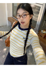 ボウイエローストライプ長袖Tシャツ