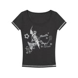 ミラ・ミュージック・グラフィック・スリムTシャツ