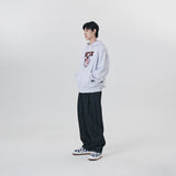 LEATHER APPLIQUE GRAPHIC HOODIE
 - WHITE
M/GREY