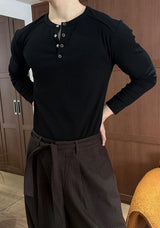 [MUSCLE FIT] Shoulder golgi henry neck sleeves(2color)