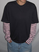 ストライプレイヤードロングスリーブTシャツ (3c)