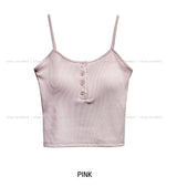Fake button ribbed cap sleeveless (with cup)