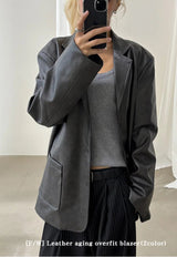 [F/W] Leather aging overfit blazer(2color)