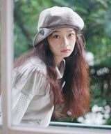 BUTTON NEWSBOY CAP - TAUPE GRAY