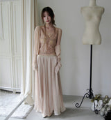 finit sheer pearl satin floor-length sk