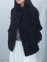 highneck puffy fur jacket