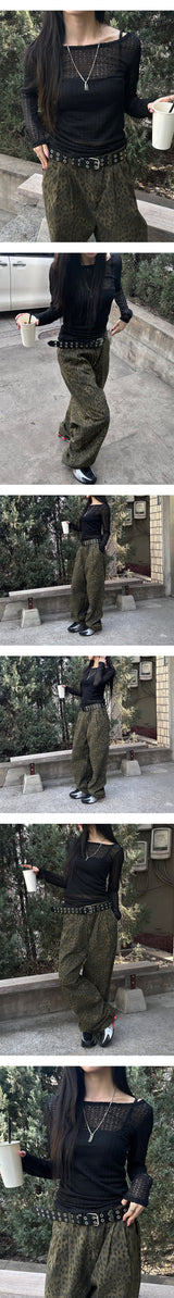 [Unisex] ツータックレオパードパンツ(3color)