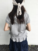 Ribbon shirring pocket frill short-sleeved hood (3c)