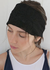 Lace Leaf Mesh Hair Band_Black