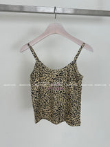 leopard camo lettering strap sleeveless