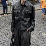 Mark Pocket Short Leather Jacket