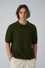 Argyle patterned short-sleeved knitwear