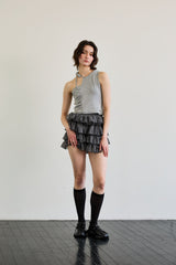 BEBE UNBALANCE SLEEVELESS TOP / GRAY