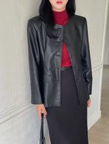 Arc Round Leather Jacket