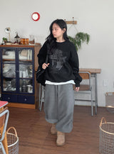 Byubyuen Flower Fleece Jogger Brushed Pants