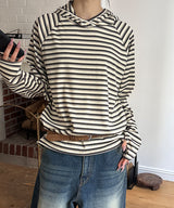 [Unisex]Stripe inner hood long sleeves(3color)