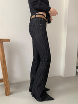 STRIPE BOOTS CUT JEANS