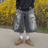 Level-Distressed Bermuda Denim Shorts