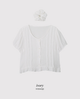 [SHOPPERMADE] ピンタックラインパフ半袖ブラウス (2color)