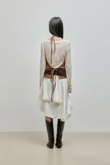 Halter-Tie Suede Apron_Brown