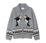  Logane Cowichan Dolphin Two-way Knit Zip-Up