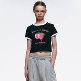 Life is a Peach Crop Ringer T-Shirt_Black