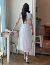 Roselle Layered Wrap Sleeveless Long One Piece