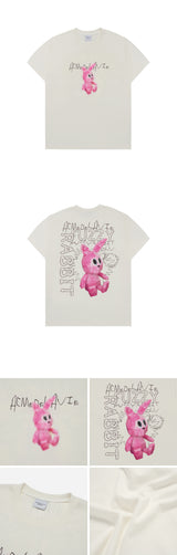 24FW  レトロラビットショートスリーブTシャツ クリーム