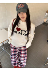 コットンチェックカジュアルワイドパンツ