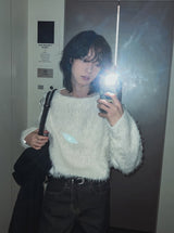 ローカルショルダーチェーンヘアリーニット
