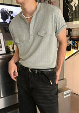 [S/S] Pleats pocket henry neck t-shirts(3color)