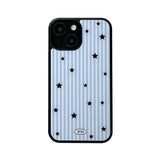stripe star glossy glass bumper case (blue)