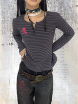 Pink Skull Stripe Top