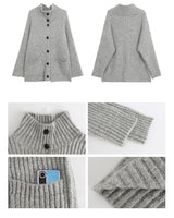 turtleneck button oversized-fit half cardigan