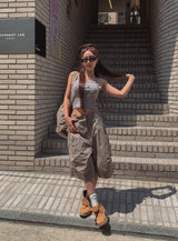 Point buckle ribbed sleeveless