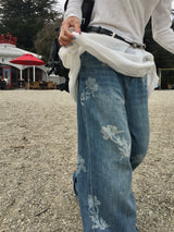 Hazel Flower Denim Pants (1c)
