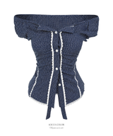 Daisy check lace blouse