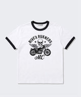 エッセンシャルスタンダード半袖リンガーTシャツ モーターサイクル ホワイト