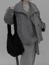 Mezz High Neck Wool Half Coat